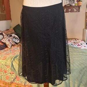 Express Lace Black Midi Skirt